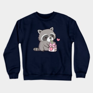 Cute Raccoon Loves Strawberry Milk Doodle Crewneck Sweatshirt